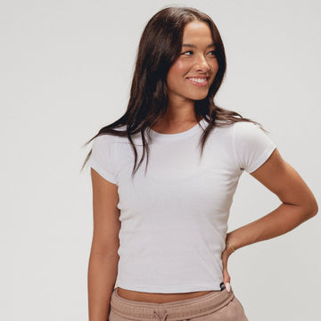 Co//lab Organic Rib Baby Tee in White