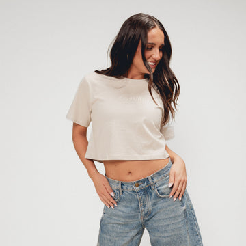 Co//lab Classic Crop Tee in Bone