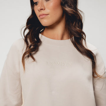 Co//lab Off-Duty Crewneck in Bone