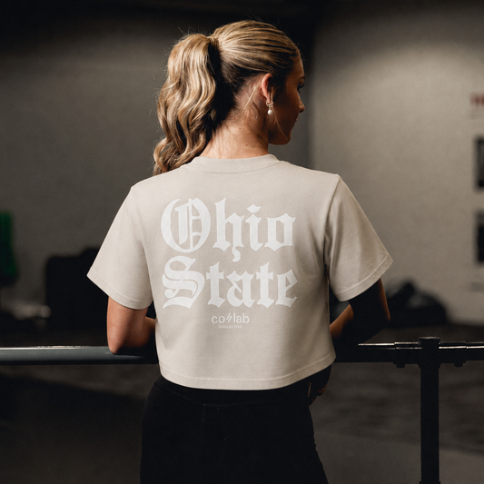 Ohio State Women's Gothic Print Classic Crop Tee